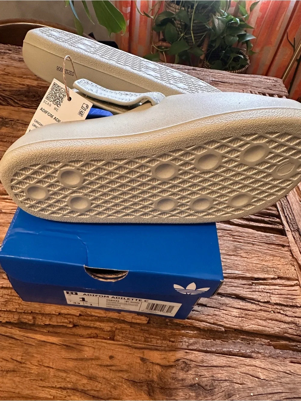 adidas Kids Cream/Off-White Slide Sandals with Heel Strap